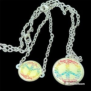 BlPeace Symbol Necklace and Bracelet Festival Rock Concert Casual